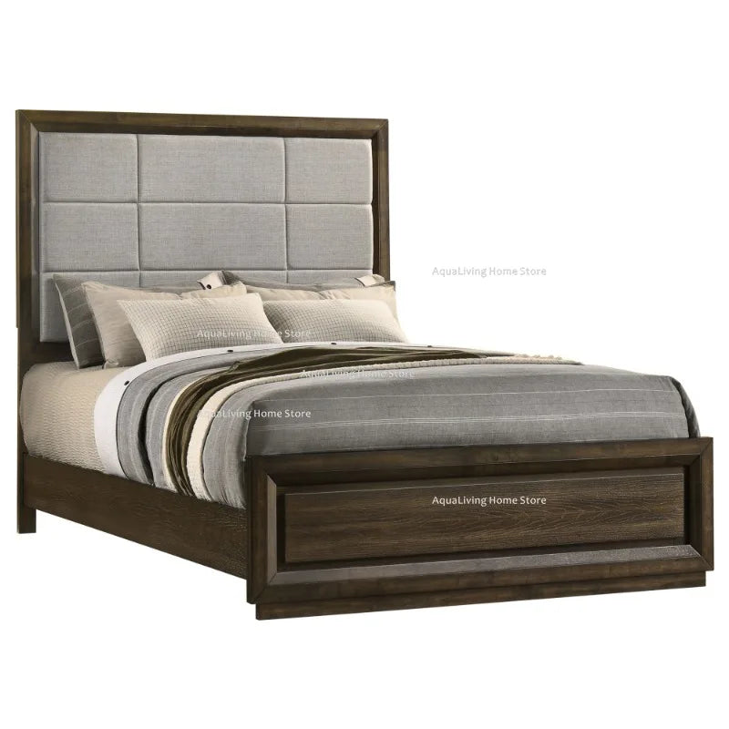 Modern Wooden Bedroom Furniture Set With Bed Wardrobe And Nightstand