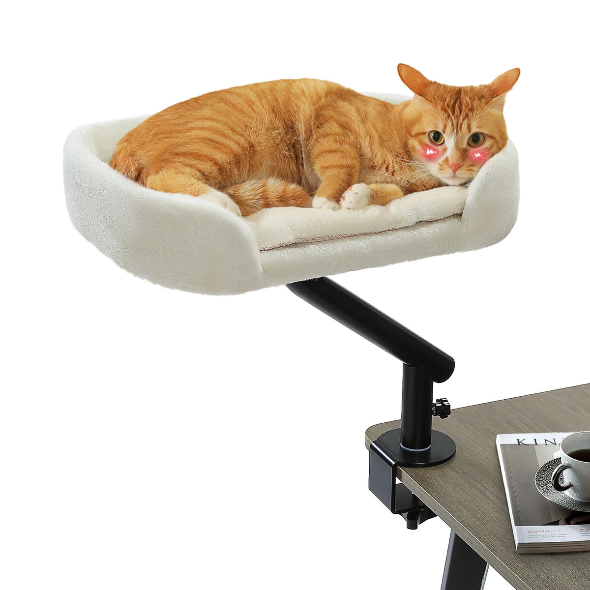 PAWZ Road Rotatable Cat Desk Bed with Adjustable Plush Hammock