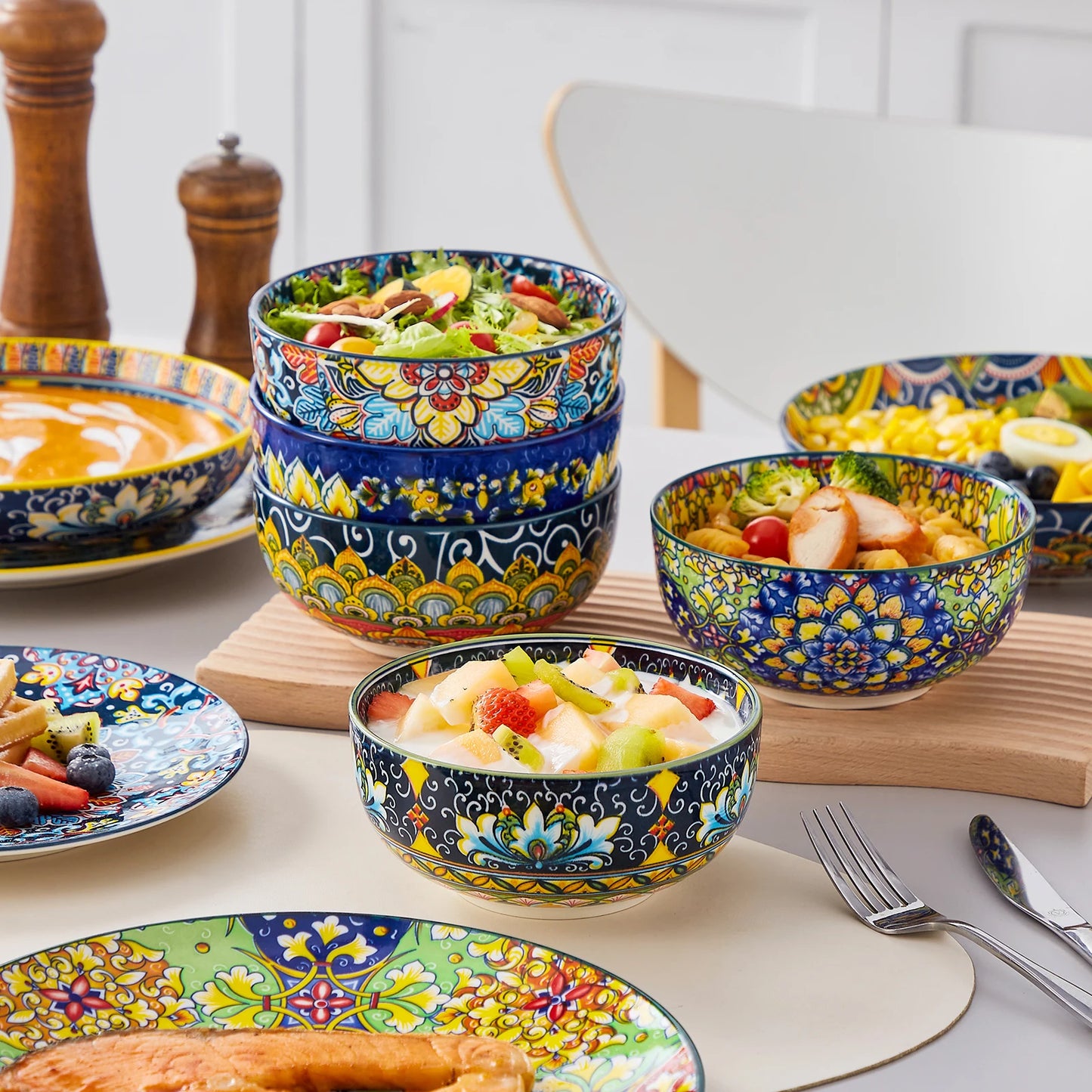 MALACASA Bohemian Porcelain Dinnerware Set 24 Pieces