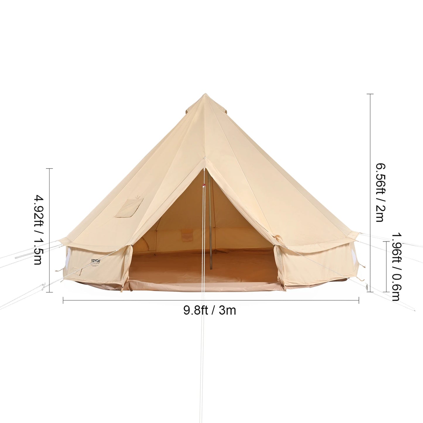 SucceBuy Canvas Bell Tent For Camping With Stove Breathable Shelter