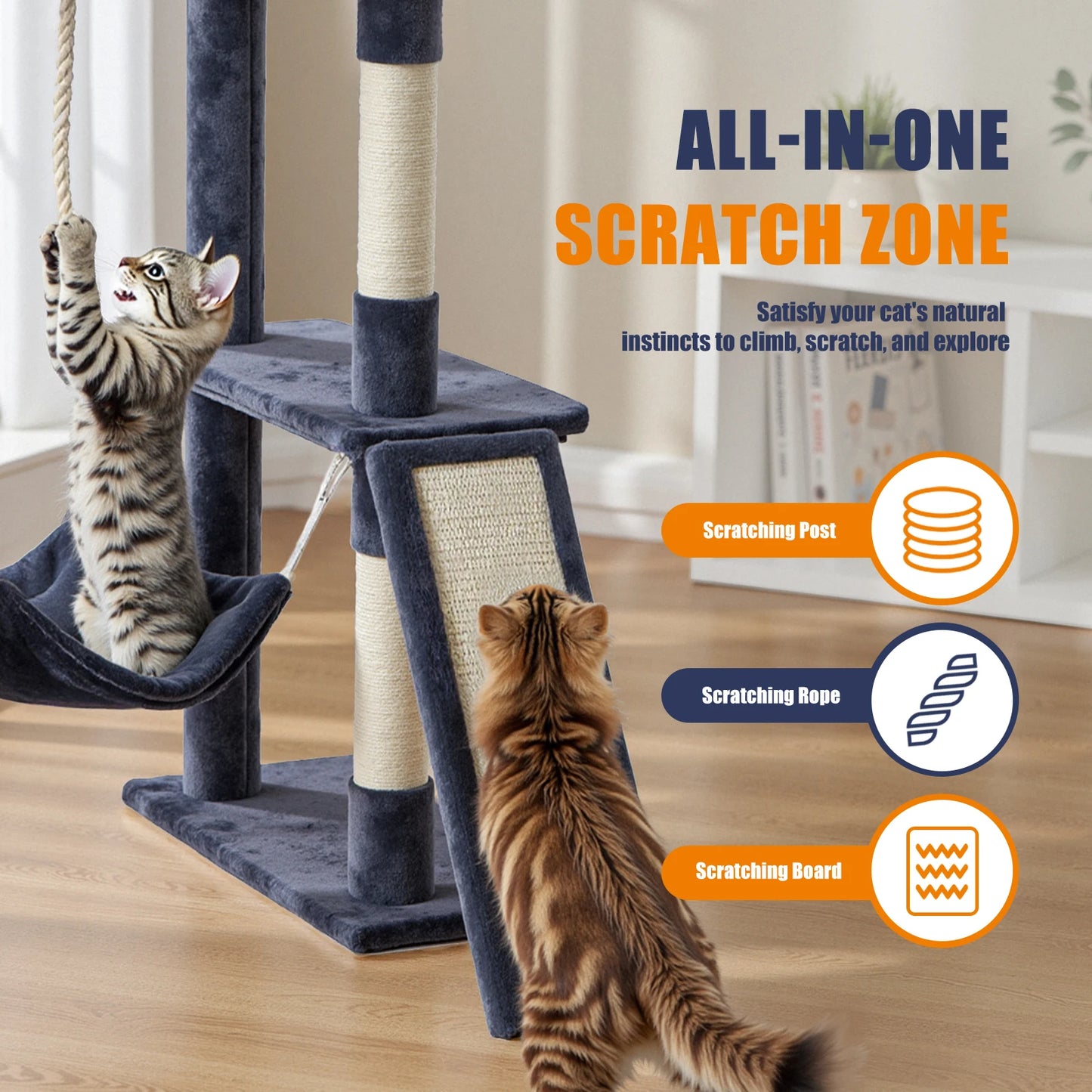 JHK Multi Level Cat Tree For Indoor Cats Scratching Posts
