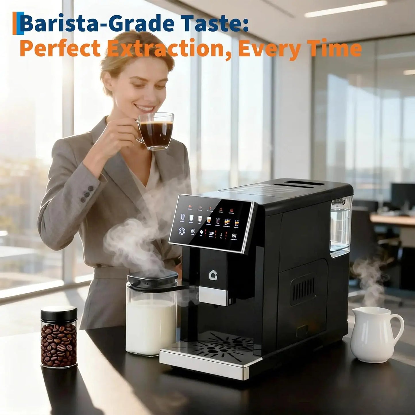 Acekool 3rd-Gen Espresso Machine With Milk Frother And Grinder