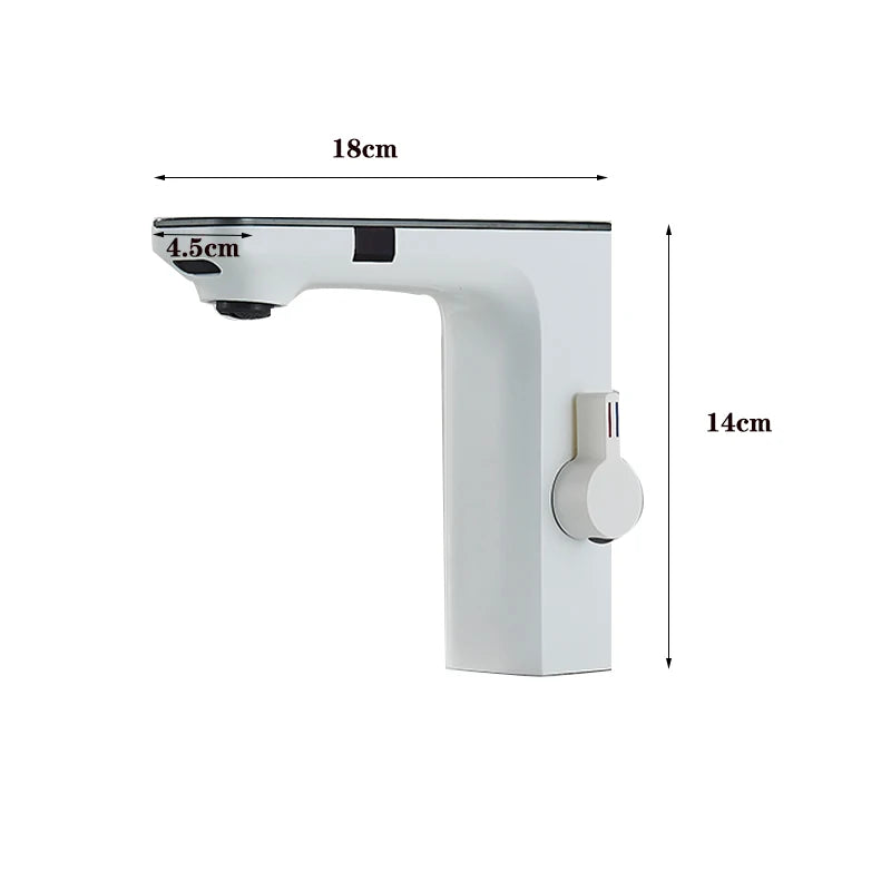 White Touchless Sensor Basin Faucet Smart Digital Display Bathroom Sink Faucet Grey Sense Hot Cold Water Mixer Tap Battery Power
