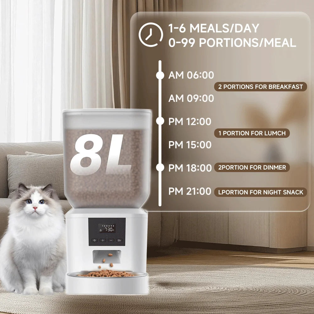 Nityers 8L Automatic Cat Feeder With Timed Dispenser