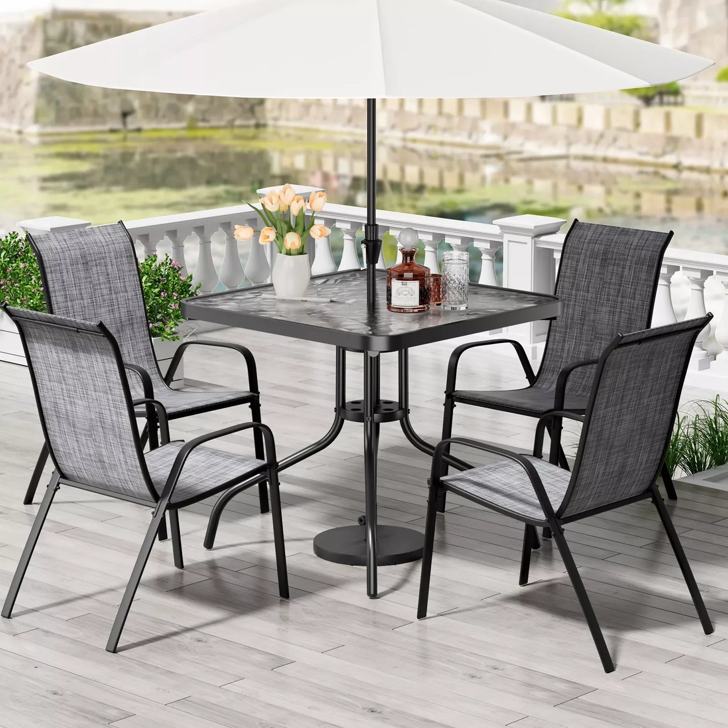 AuAg Patio Dining Set 5 Pieces All Weather Outdoor Furniture