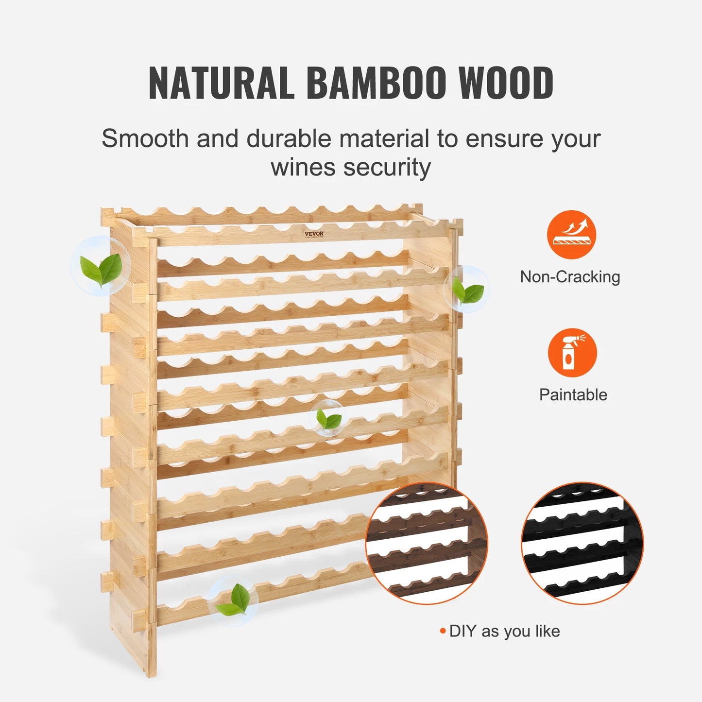 SucceBuy 8 Tier Stackable Bamboo Wine Rack Free Standing Shelf