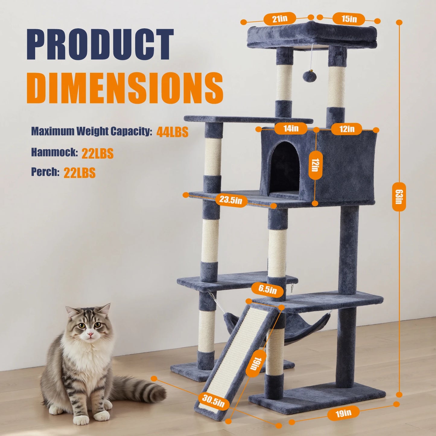 JHK Multi Level Cat Tree For Indoor Cats Scratching Posts