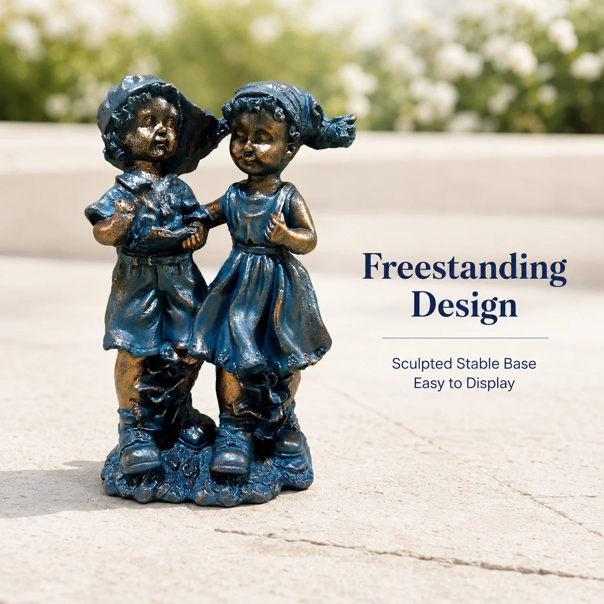 Boy And Girl Garden Statue Outdoor Figurine For Yard Decor