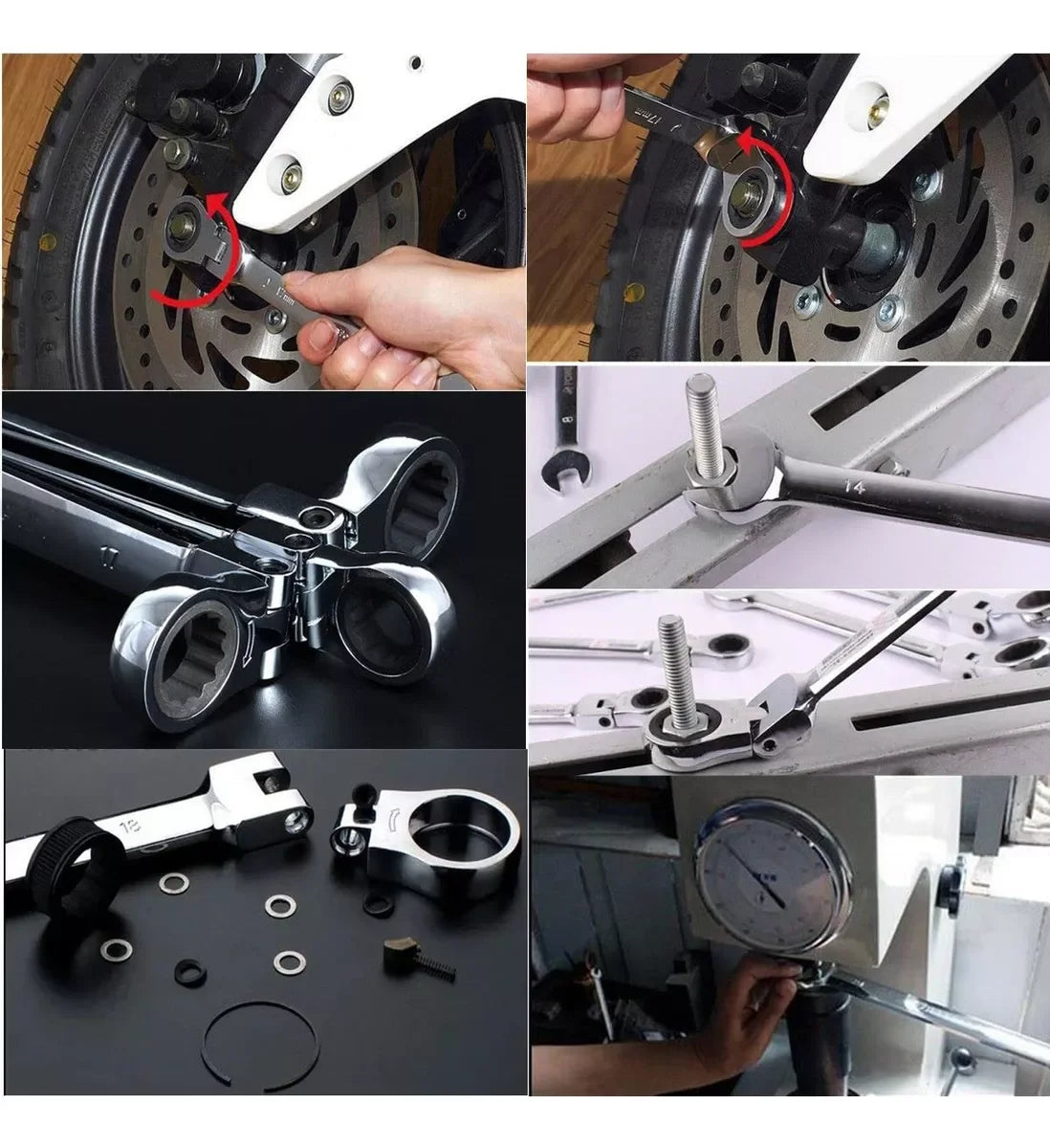 WOZOBUY Flex-Head Ratchet Wrench Set 12/14/16/17pcs Cr-V