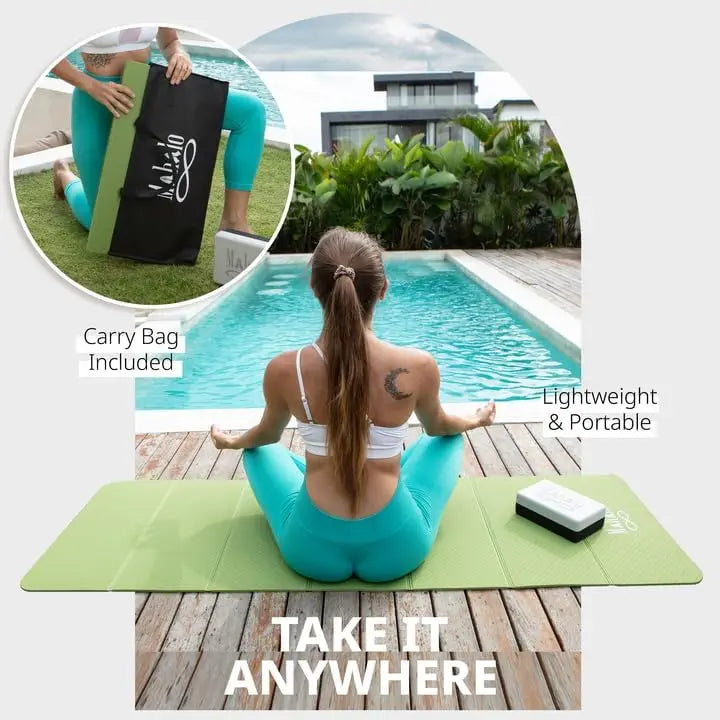 Foldable Yoga Mat With Carry Bag For Yoga And Pilates