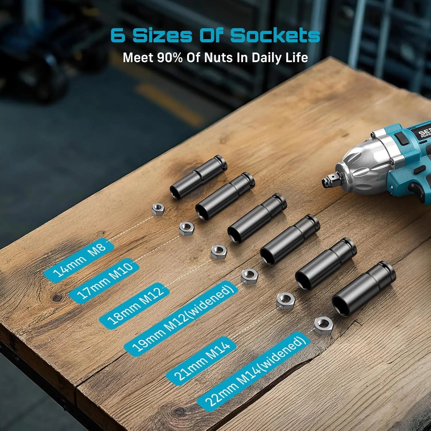 Seesii WH710 Pro Cordless Impact Wrench 1200Nm Brushless LED
