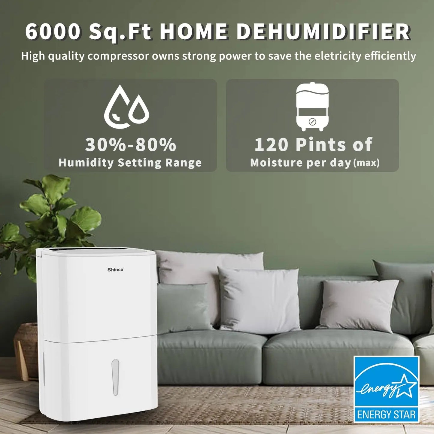 Shinco Energy Star Dehumidifier For Large Rooms Basements