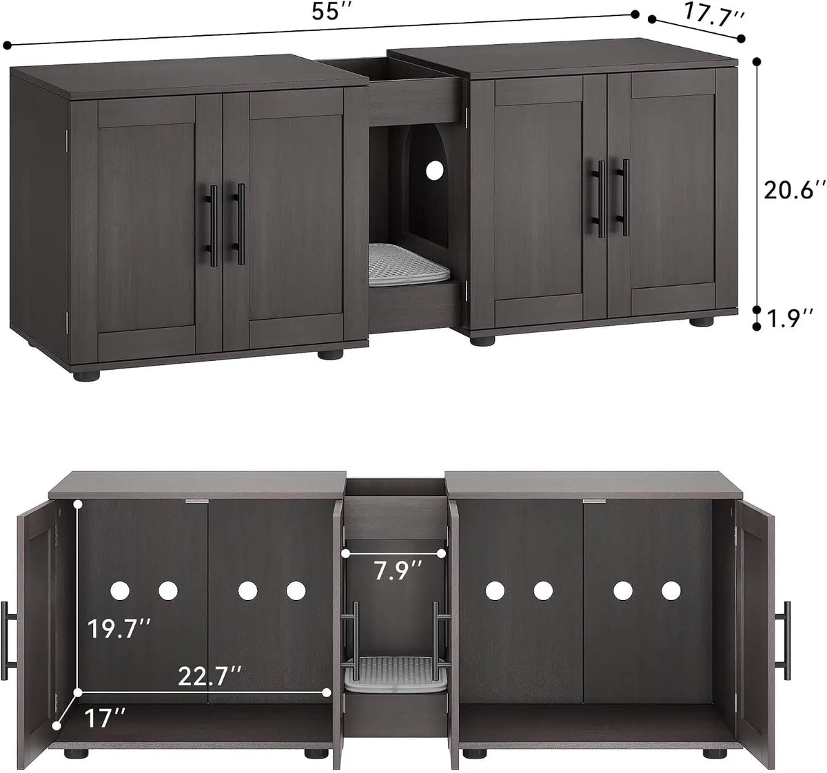 Garvee Wooden Hidden Litter Box Enclosure Furniture For Cats