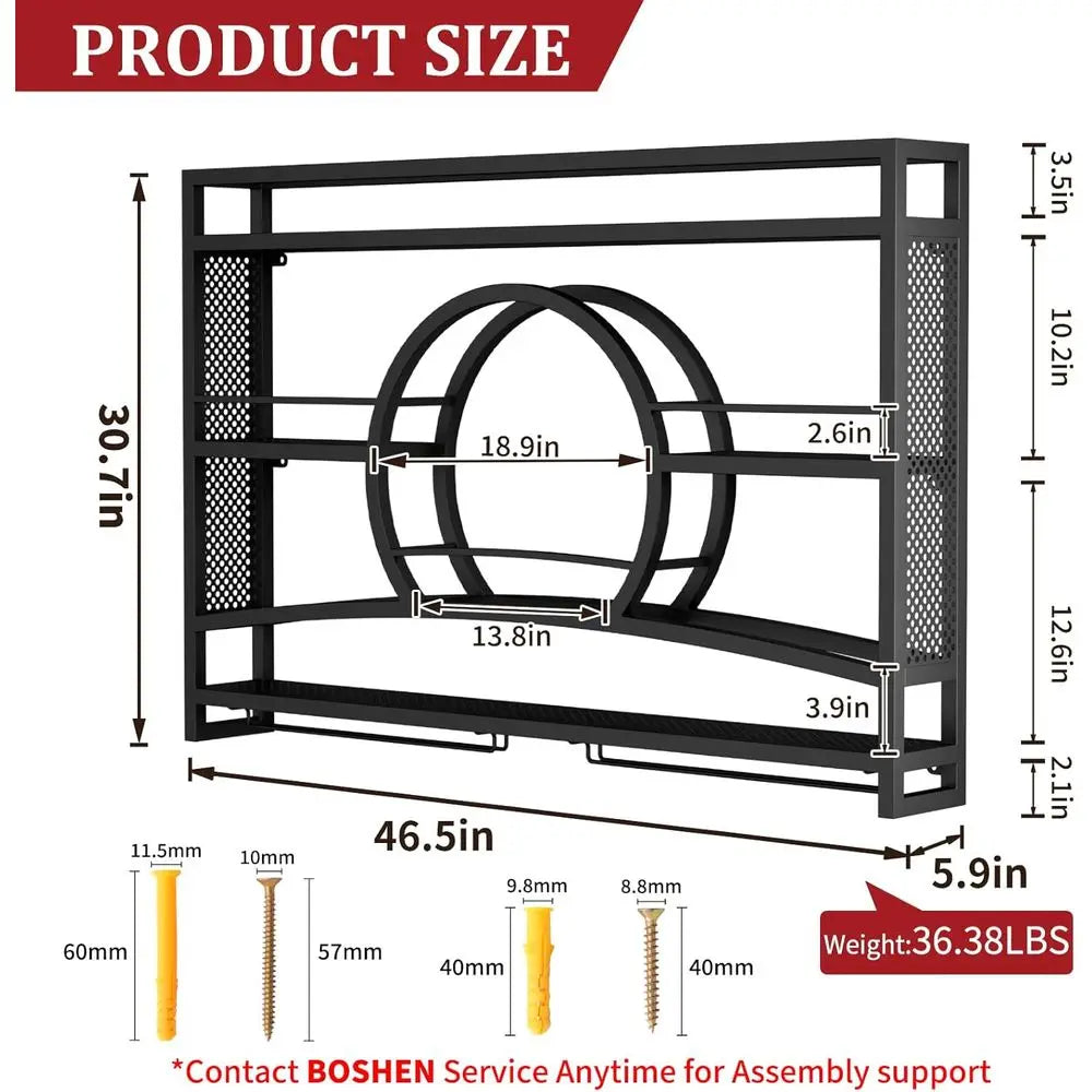 Sunset Shape 46 Inch Wall Mounted Wine Rack With Led Light