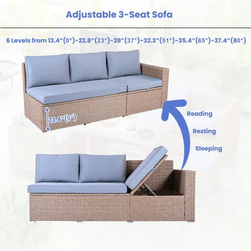 Outdoor All Weather PE Rattan Sofa Set 6Piece for Patio