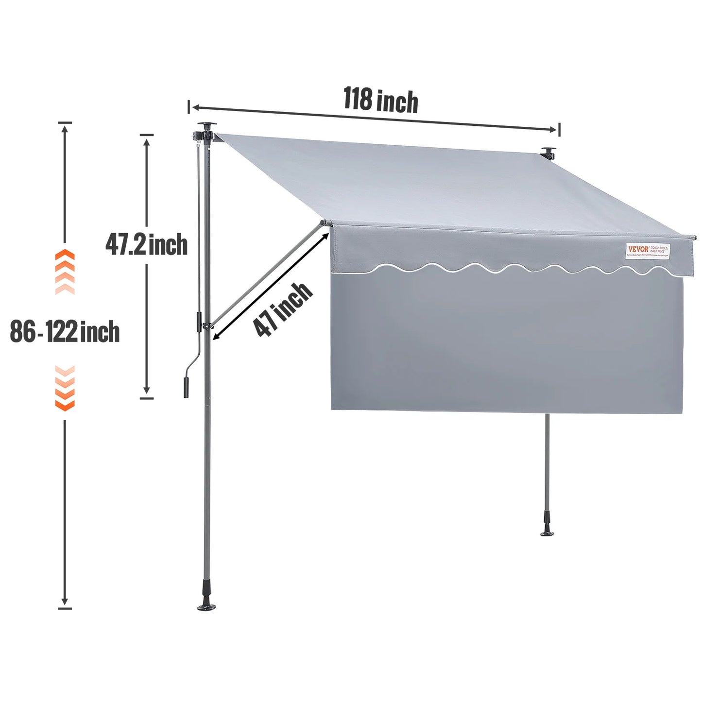 SucceBuy Manual Retractable Awning Outdoor Sun Shade Polyester