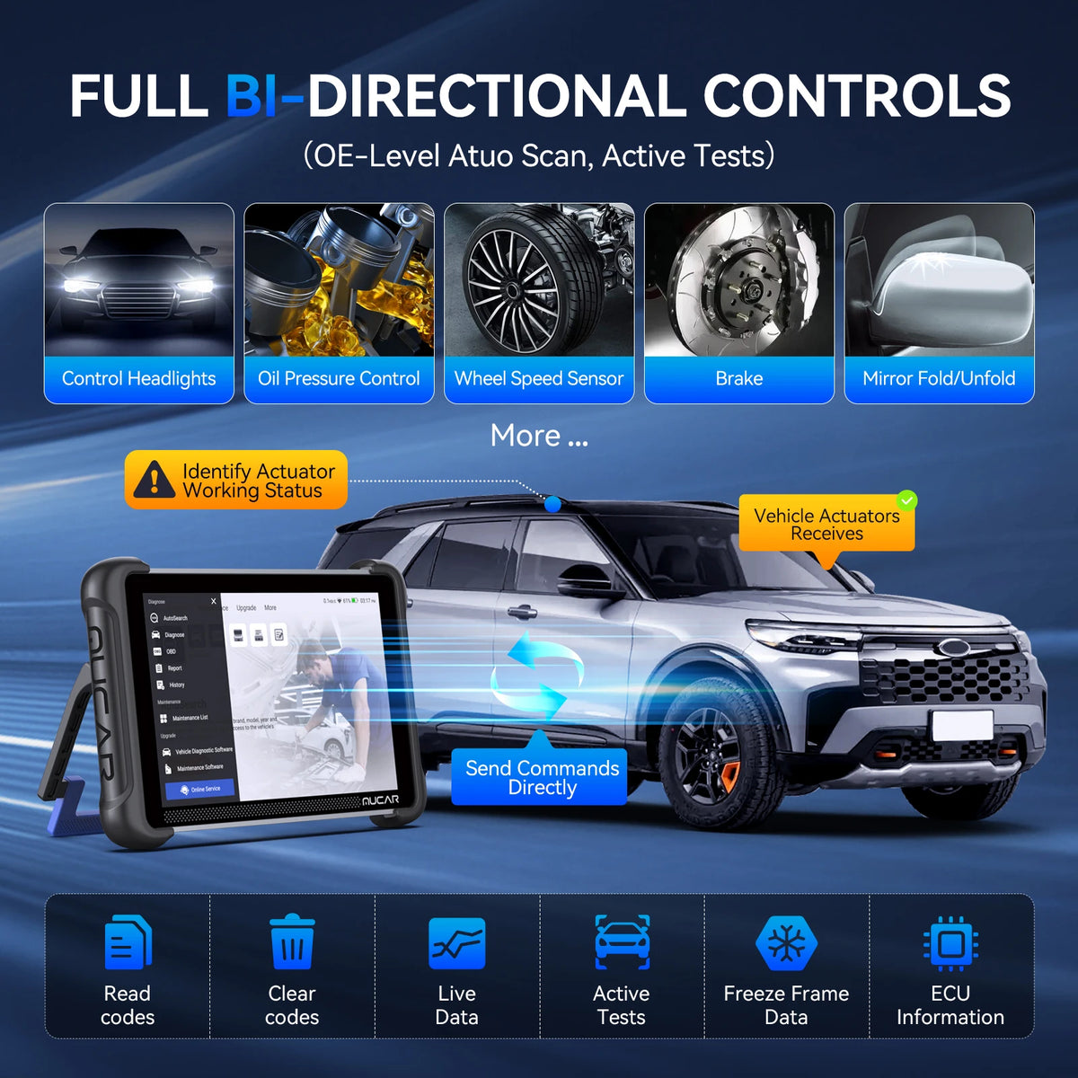 MUCAR 892BT AI  Key Programming  TKEY 101 Automotive Diagnostic Tool Bi directional Obd2 Scanner ECU Coding CANFD DOIP 35 Resets