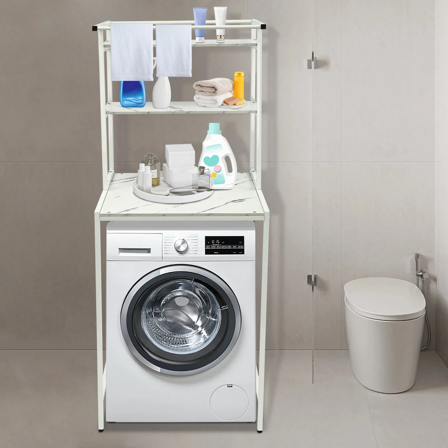 3-Tier Over Washer Dryer Storage Shelf For Towels And Clothes