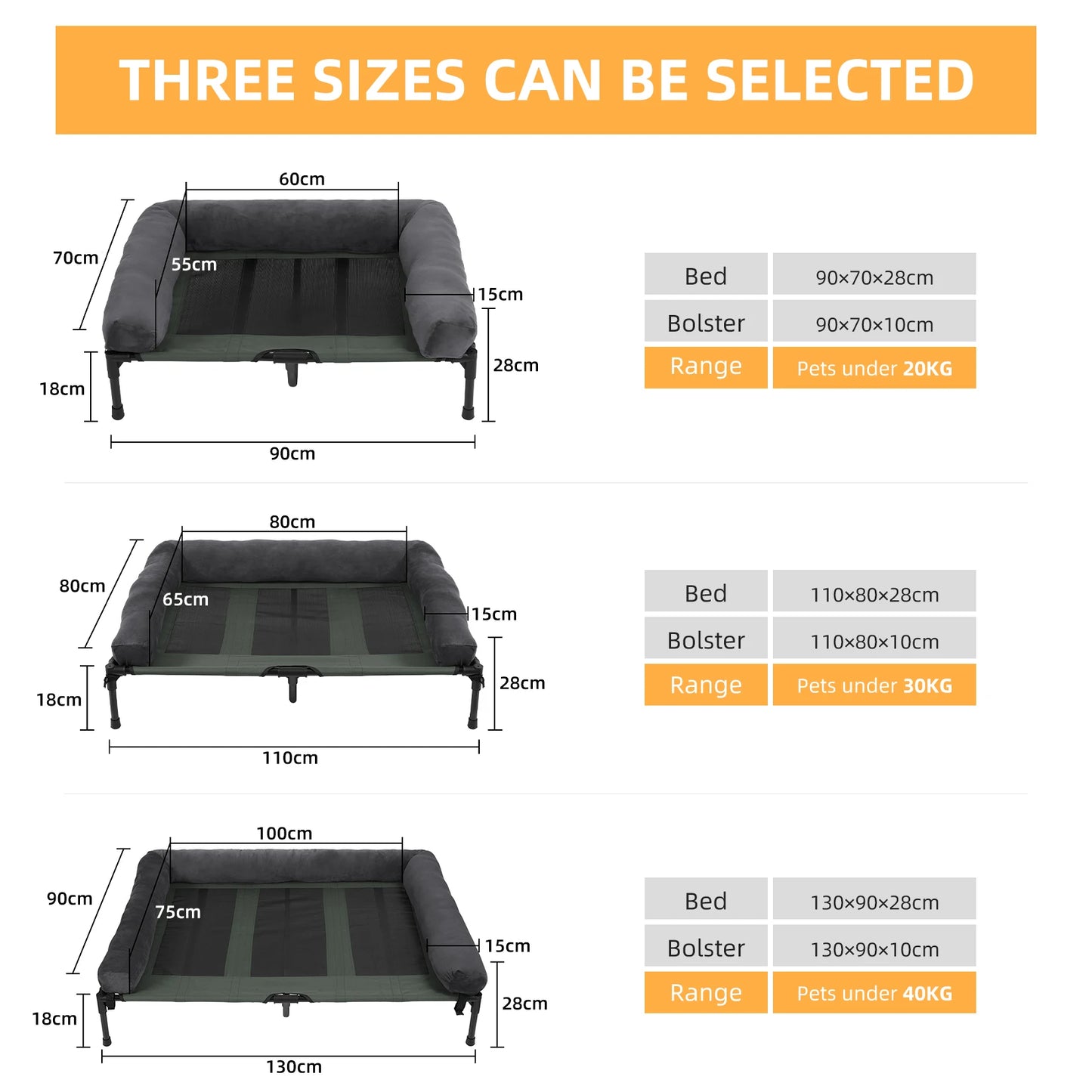 BINGOPAW Elevated Outdoor Indoor Dog Bed With Detachable Bolster