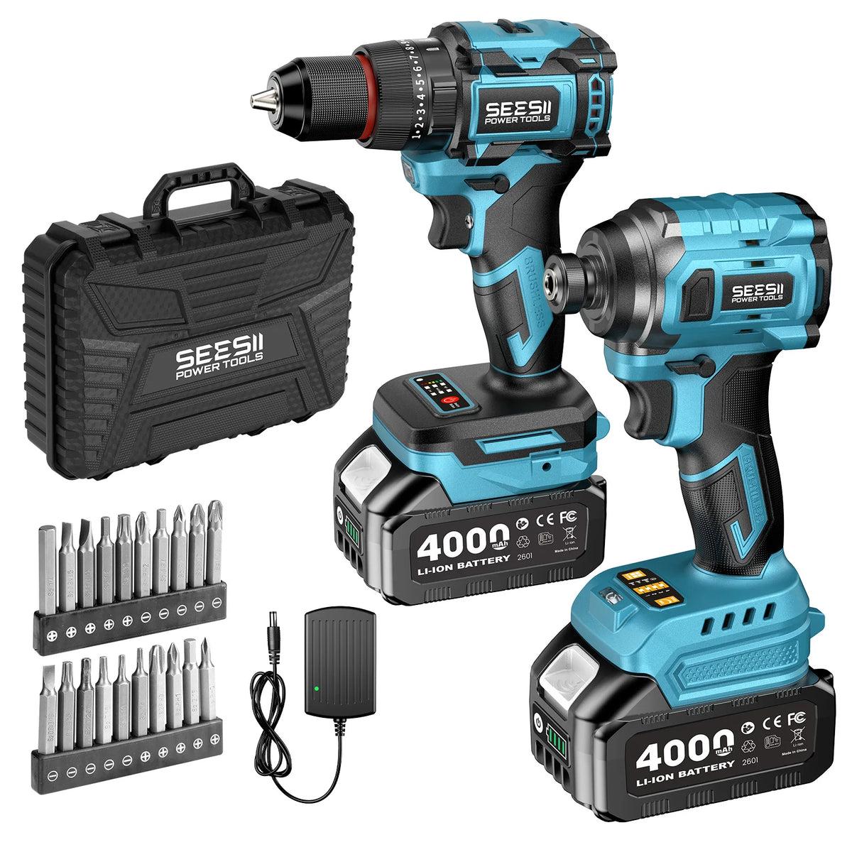 Seesii Cordless Brushless Drill And Impact Driver Combo