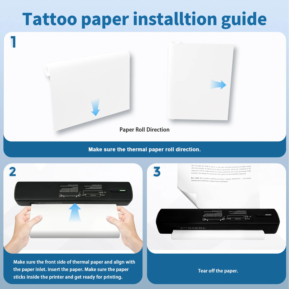 Portable A4 Thermal Bluetooth Wireless Printer 203dpi Photos PDF Document Printing Machine For Office Work Home School Travel