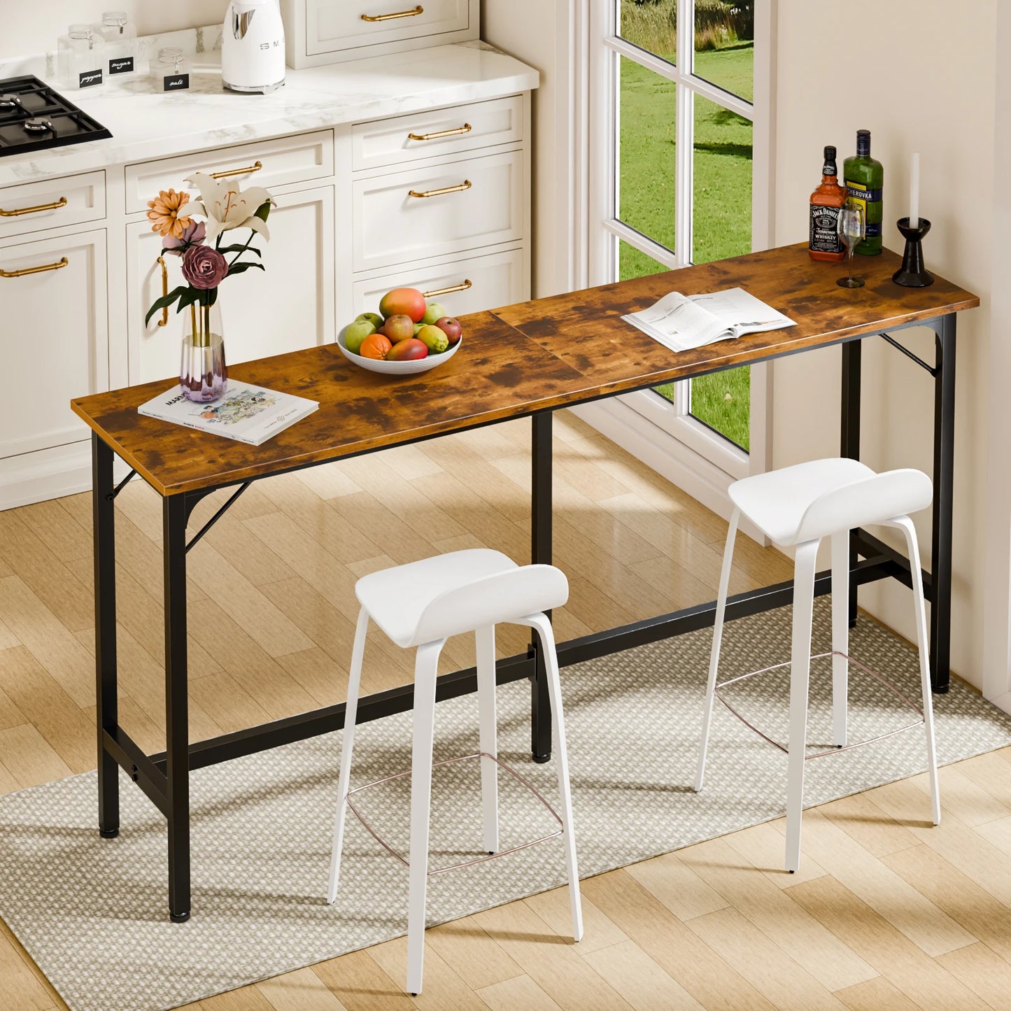 JHK Rectangular High Top Coffee Table For Living Room Decor