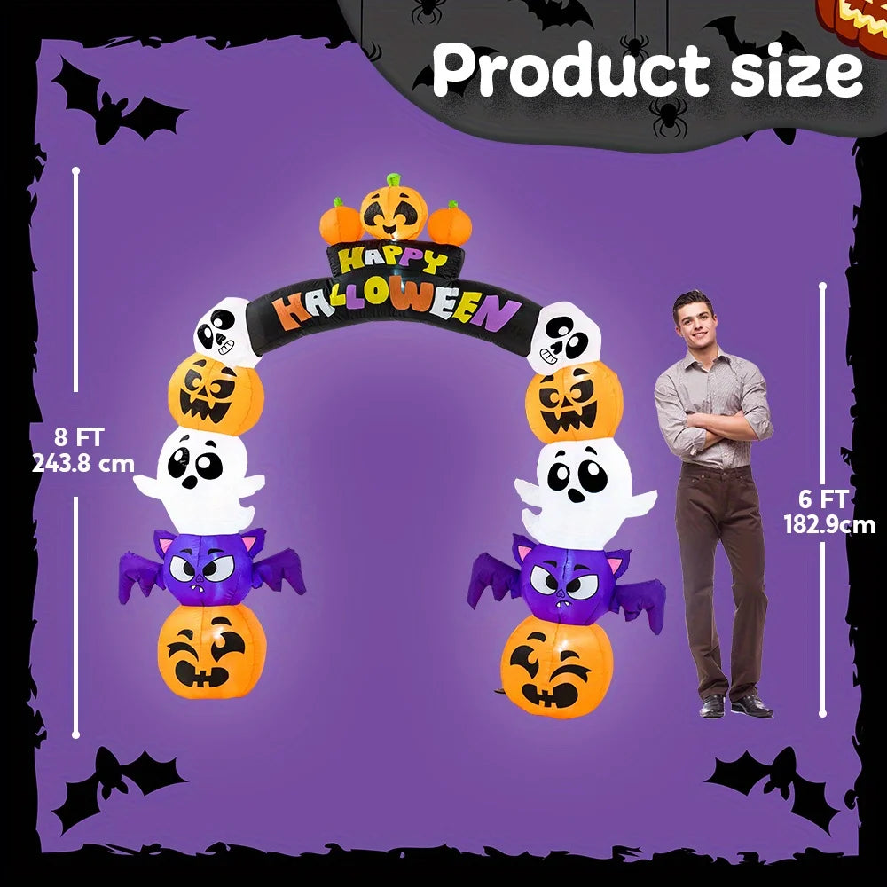 Joyfy Halloween Pumpkin Arch Inflatable With LED Lights Outdoor Decor