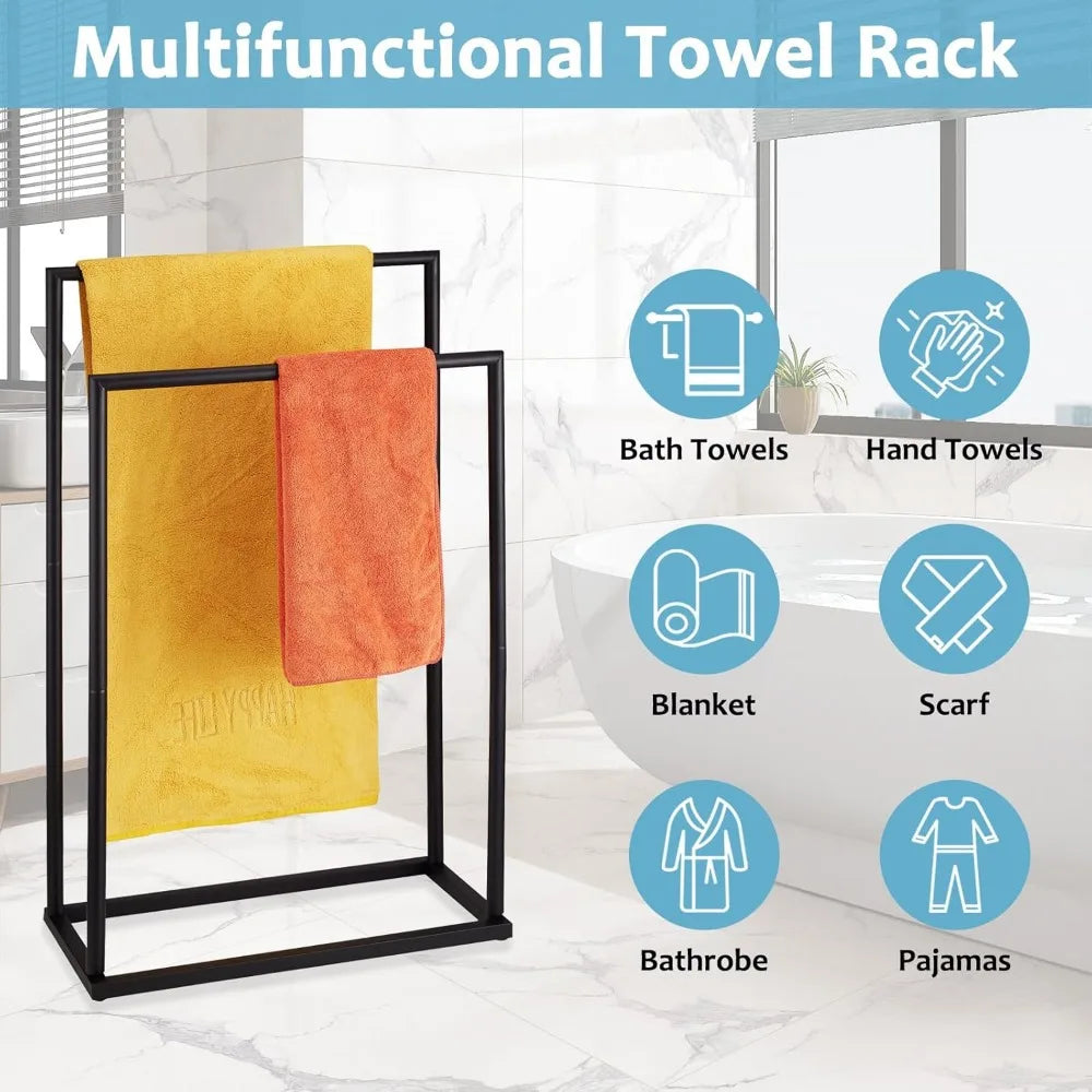 NBVCX Free Standing 2 Tier Towel Rack With Storage Shelves
