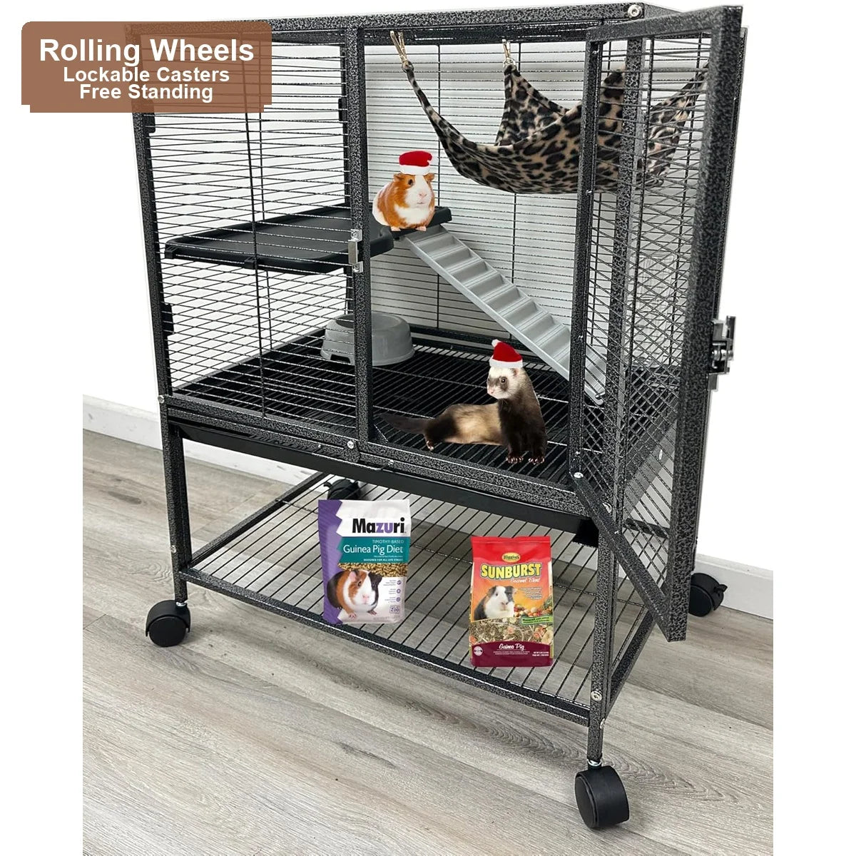 Four Level Small Animal Habitat Cage For Guinea Pigs And Rodents