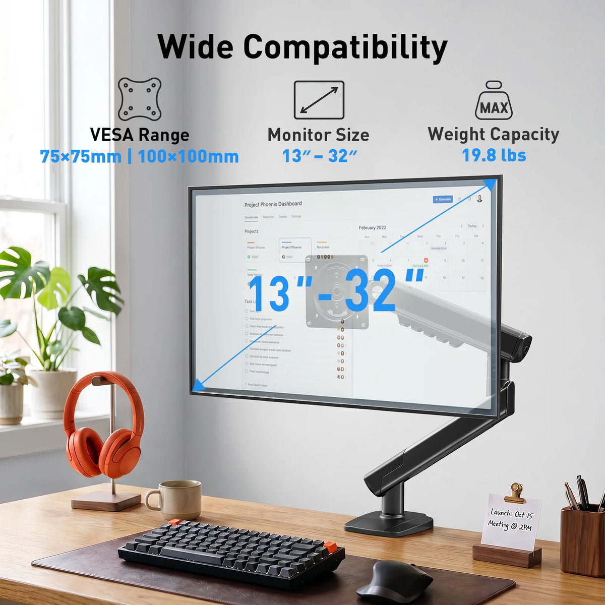 Kyspho Ergonomic Vesa Monitor Desk Mount Arm For Screens