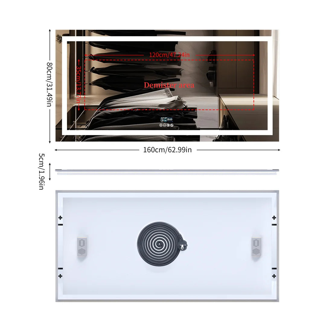 LUVODI Bluetooth LED Bathroom Mirror With Defogger And Speaker