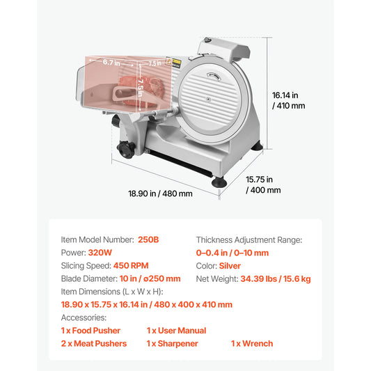 SucceBuy Electric Deli Slicer With Two SUS420 Blades