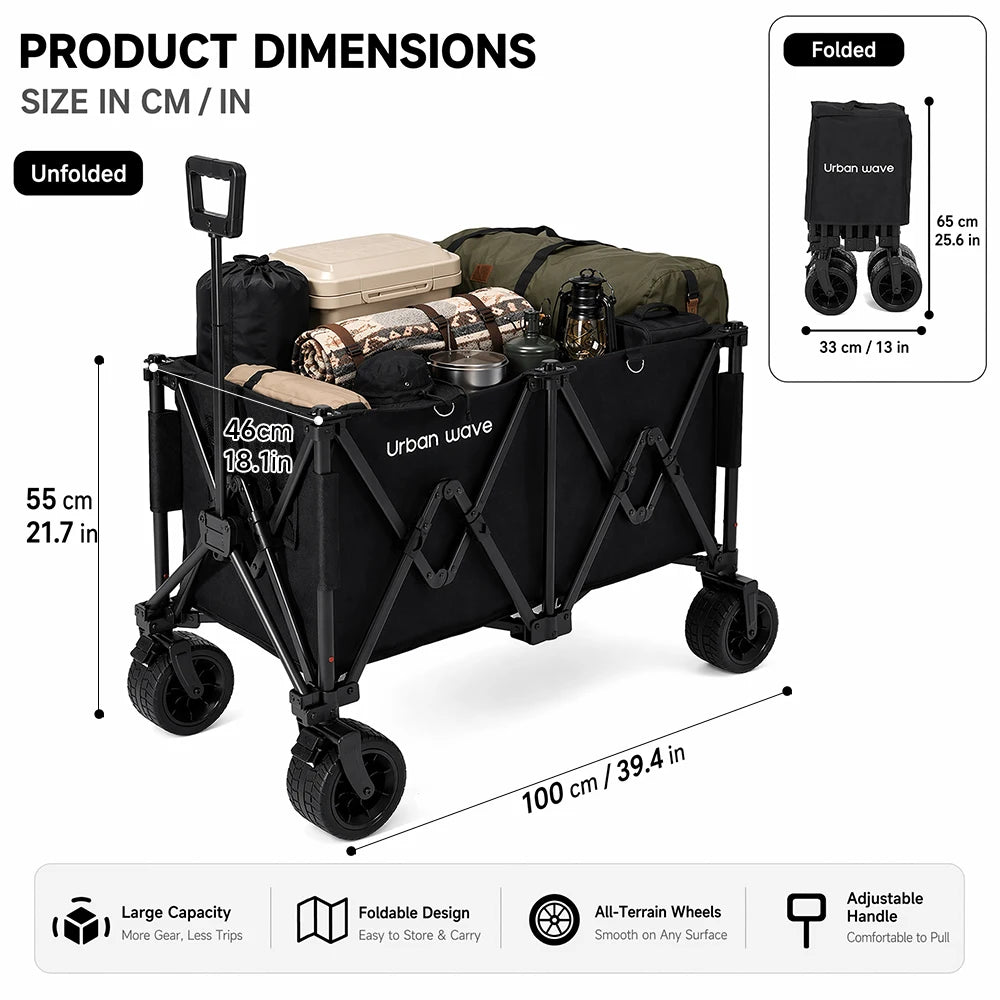 Heavy-Duty Folding Beach Cart With 680-Lb Capacity And All-Terrain Wheels