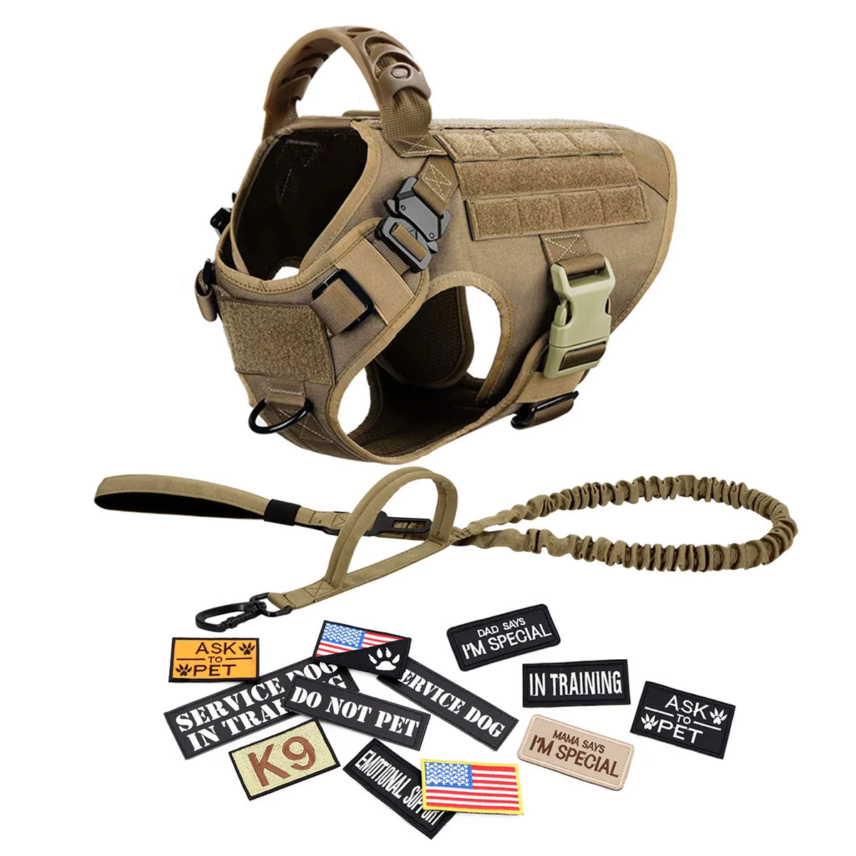 PetraVel Tactical Dog Vest Harness Set With Quick Release Buckle