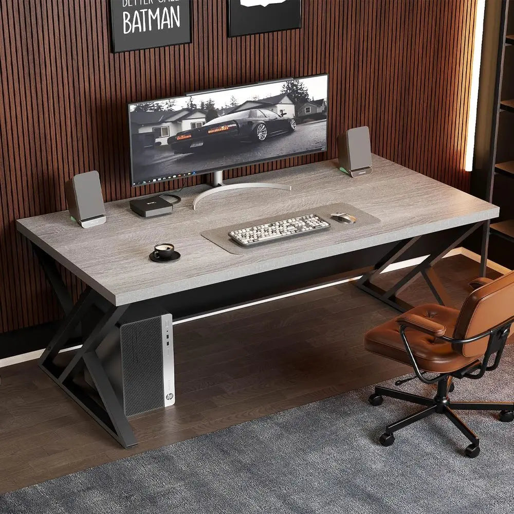 Industrial L Shaped Wood Metal Computer Desk For Home Office