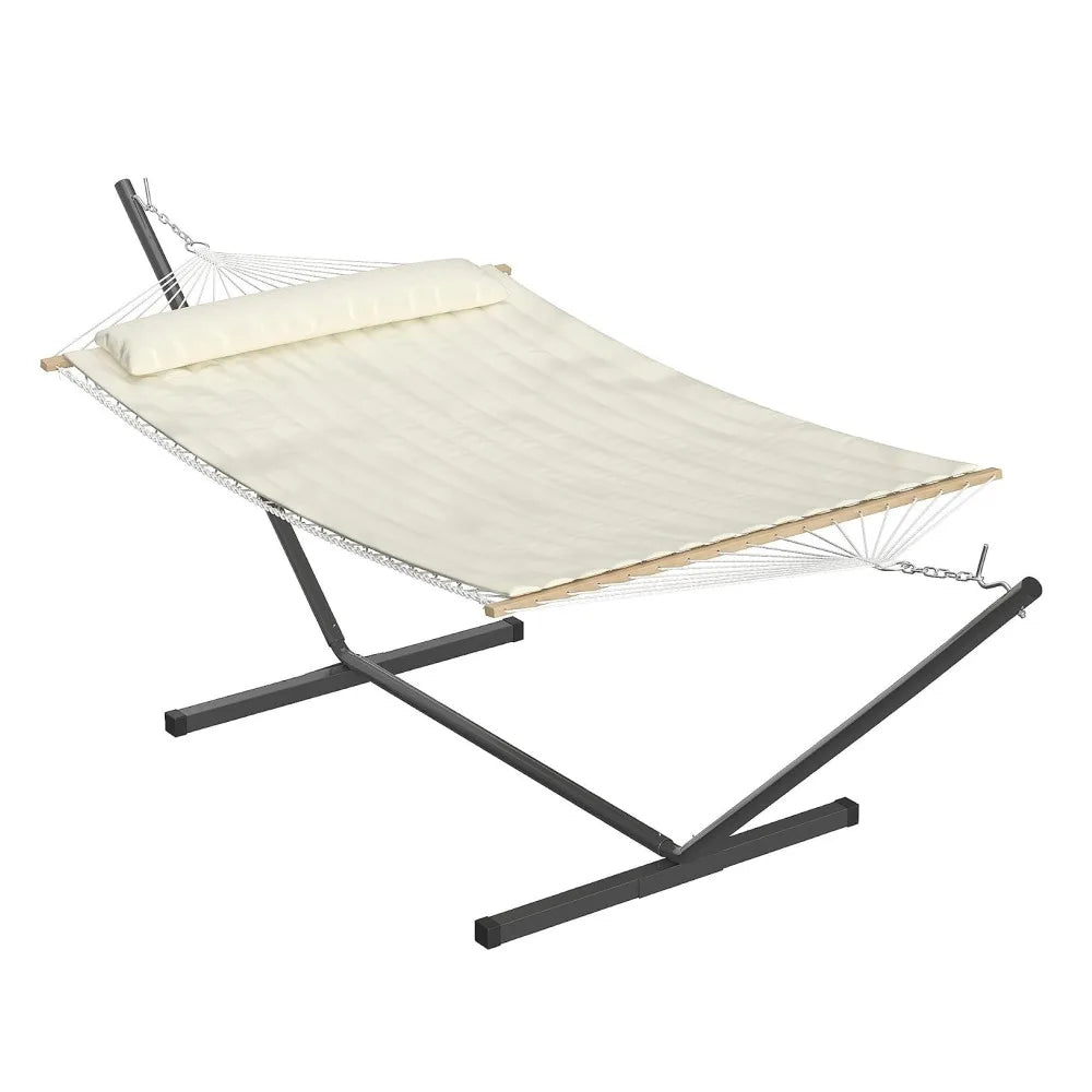 Two Person Outdoor Hammock With Stand UV Resistant Poly Cotton