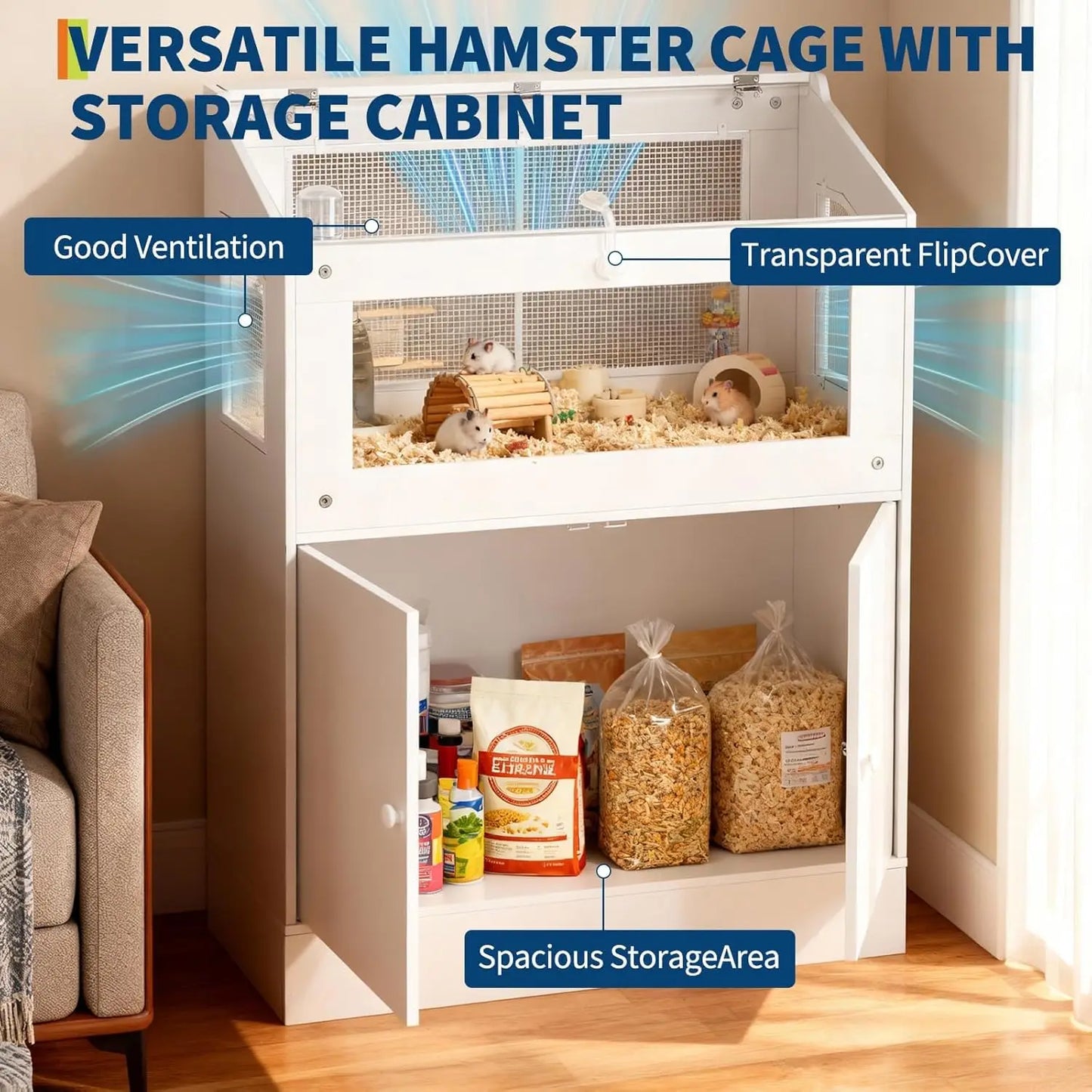 HiMISS Large Acrylic Small Animal Cage With Storage