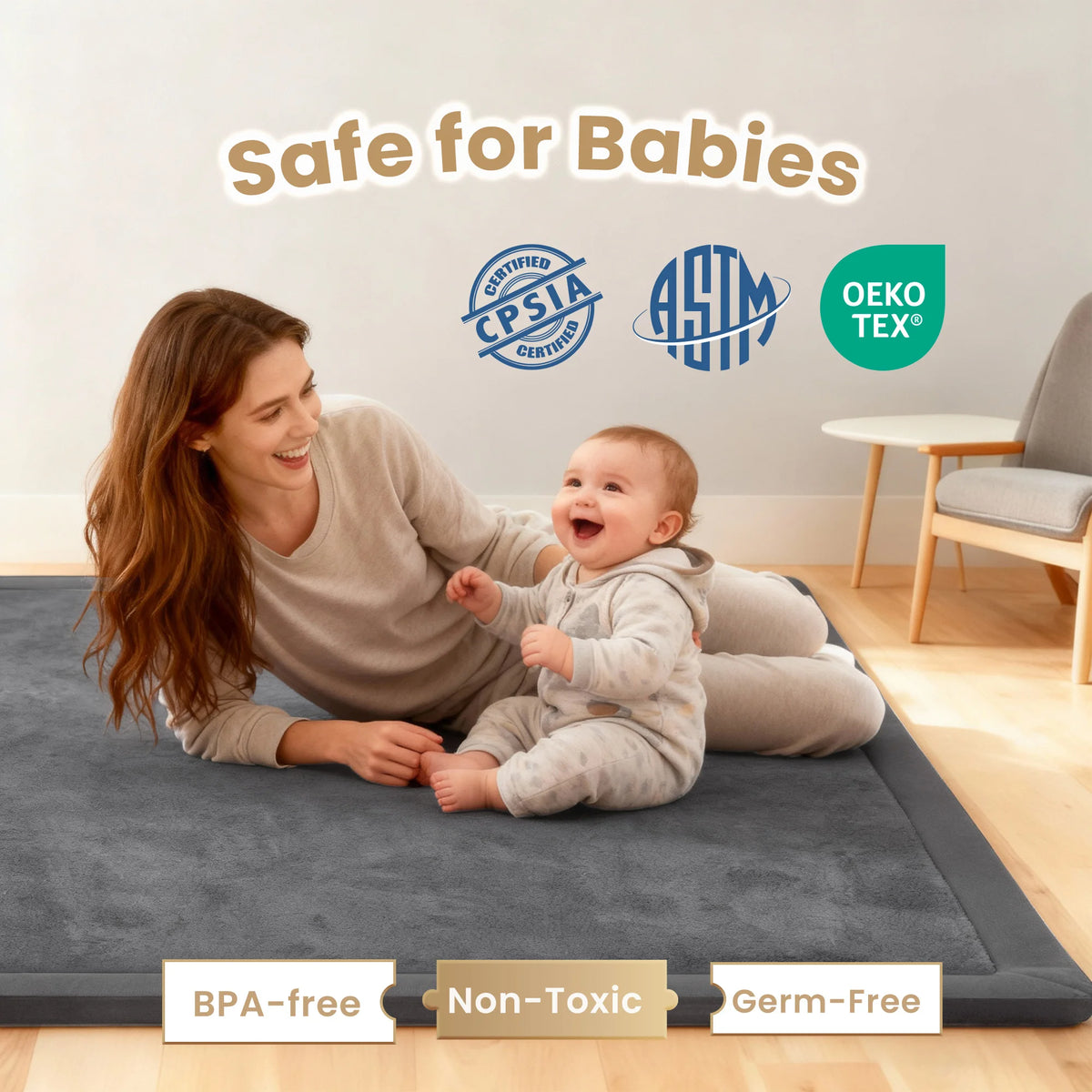 Huloo Sleep Soft Baby Play Mat for Nursery Tummy Time
