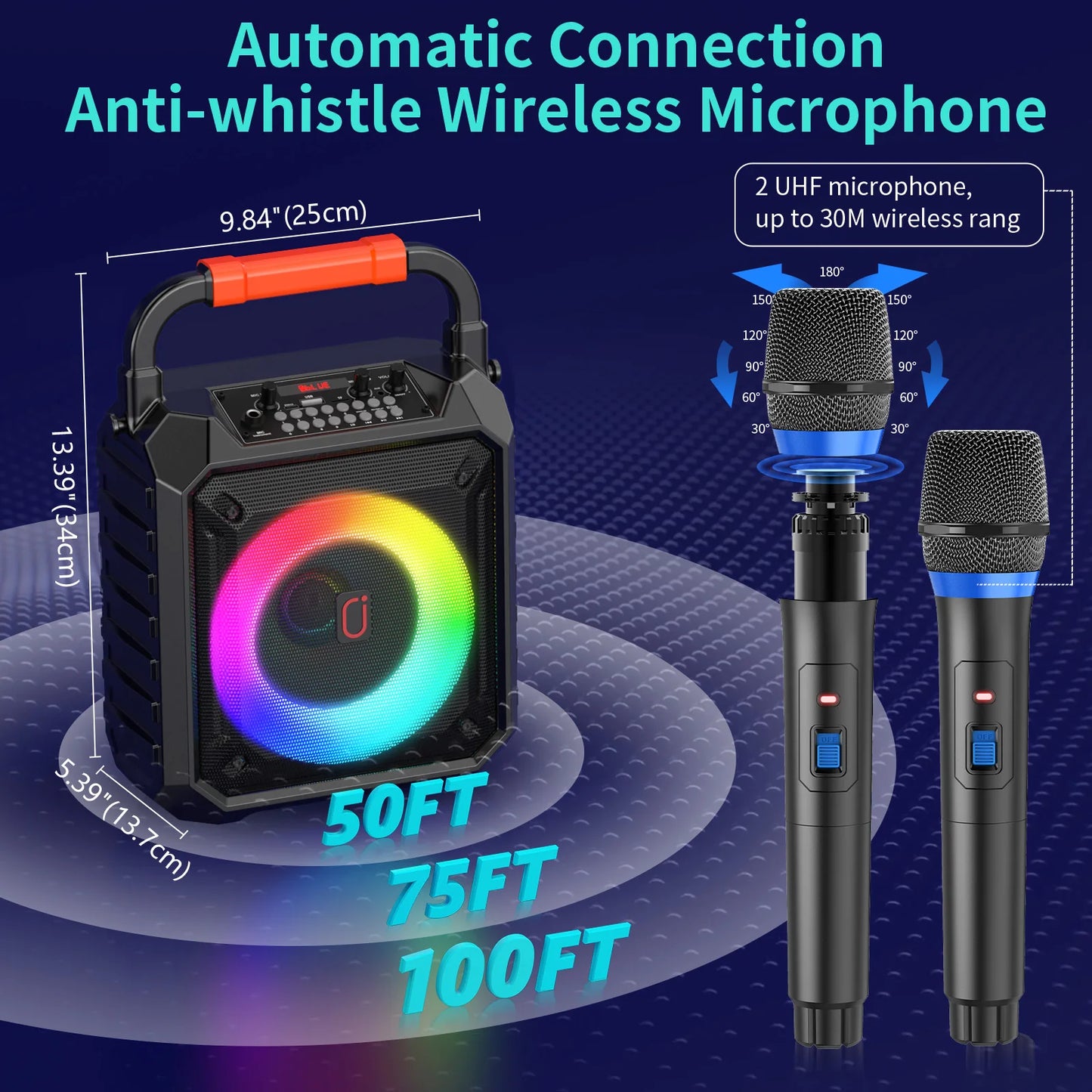 FanFun T17 Wireless Bluetooth Karaoke Speaker With Two Microphones