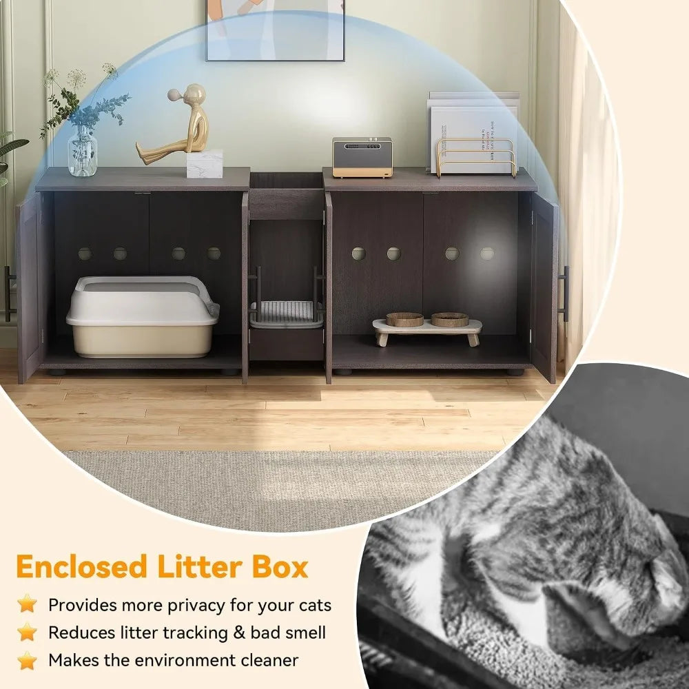 Garvee Wooden Hidden Litter Box Enclosure Furniture For Cats