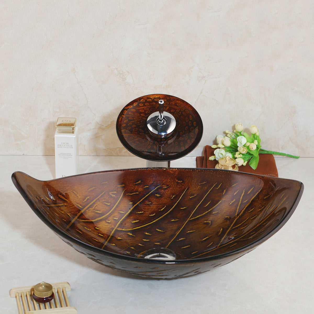 Torayvino Bathroom Vessel Sink With Tempered Glass Bowl And Faucet