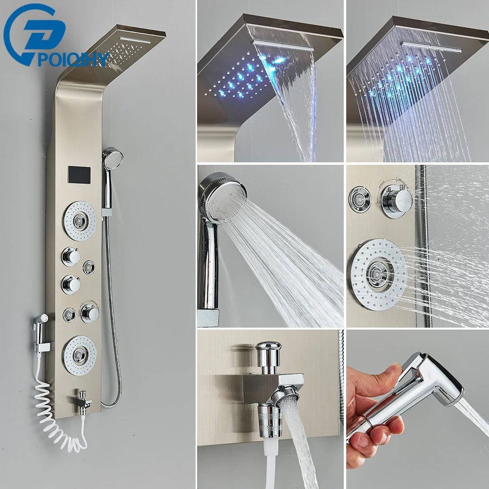 Poqihy Shower Faucet Bath Mixer Tap System With Handheld
