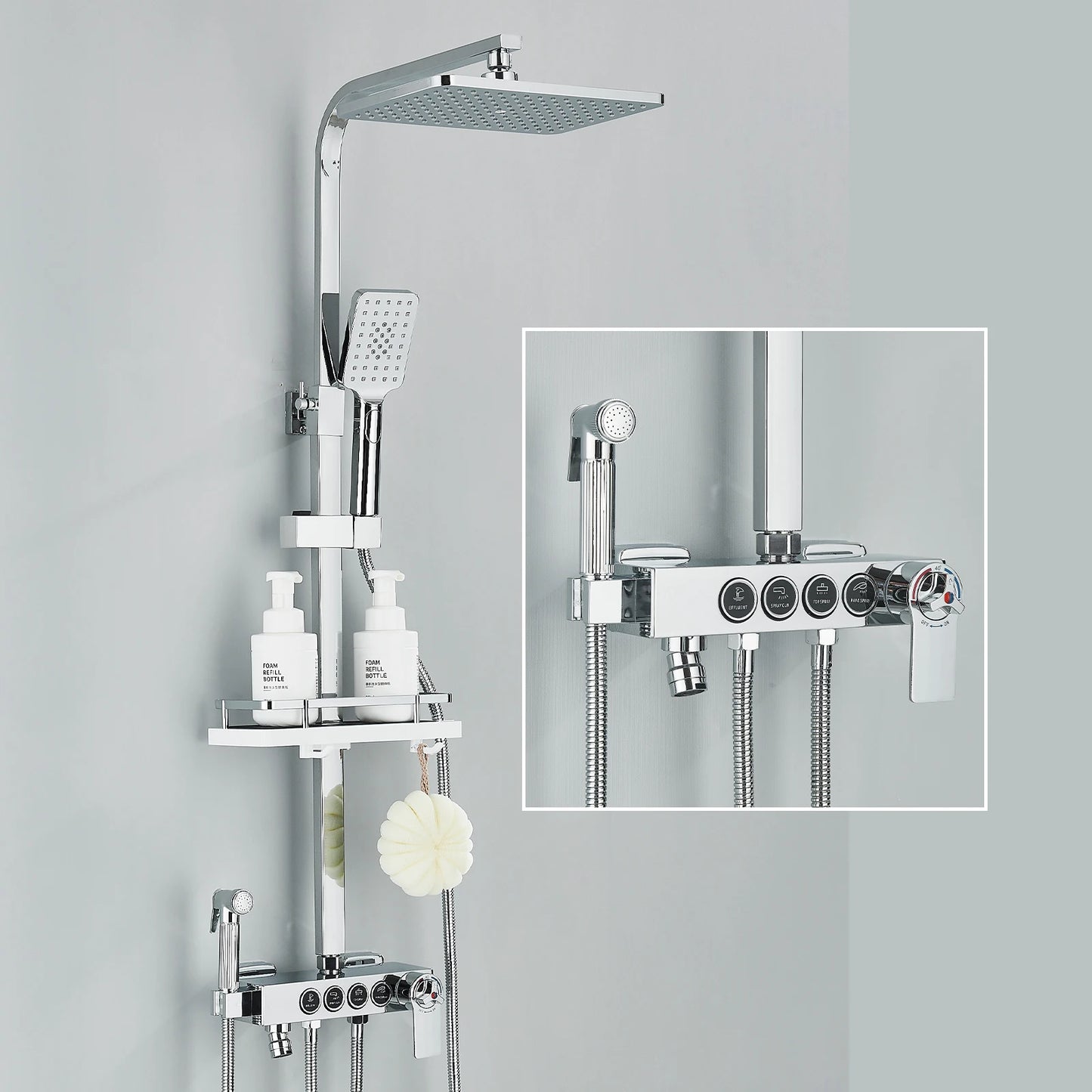 Fmhjfisd Rainfall Shower Faucet Set Brass 4Way Liftable Shower