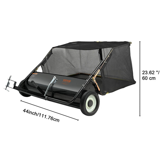 SucceBuy Tow Behind Lawn Sweeper Large Capacity Leaf Grass Collector