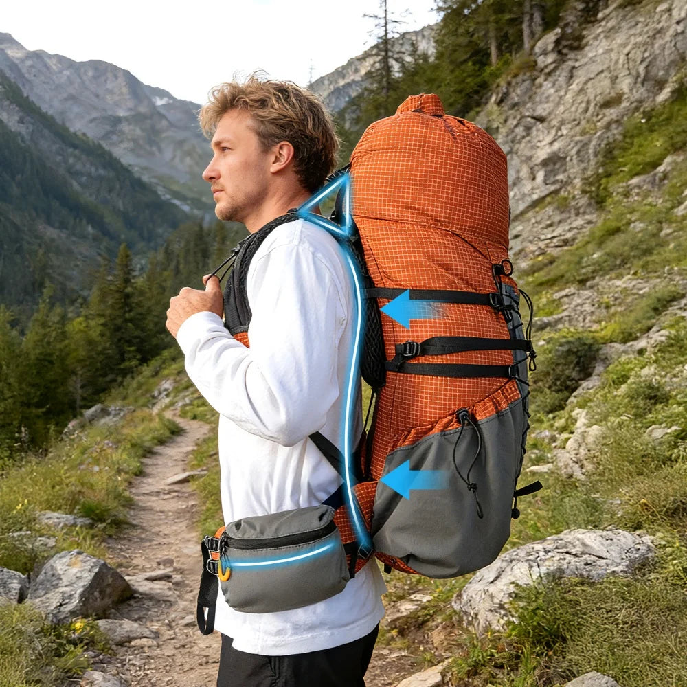 Night Cat Internal Frame Hiking Backpack With Rain Cover