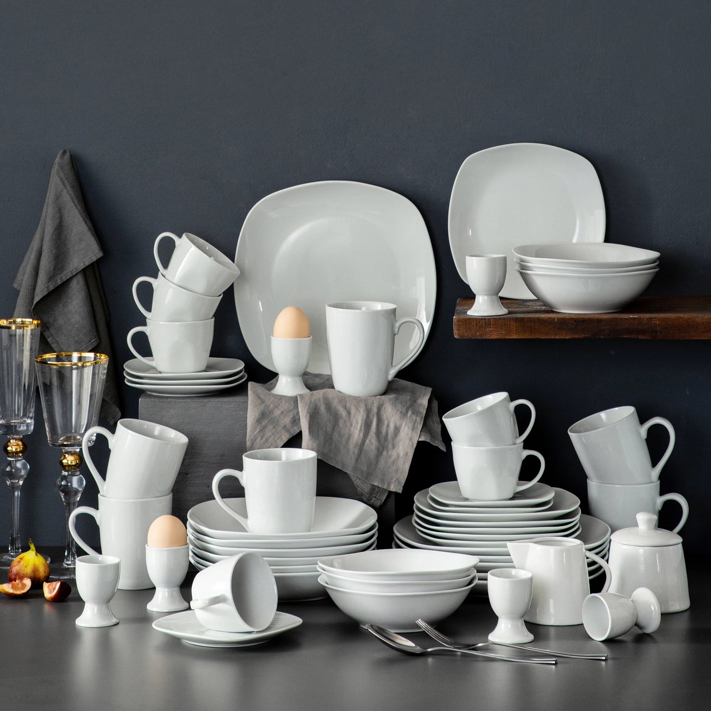 MALACASA Elisa 50 Piece Porcelain Dinnerware Set for 6