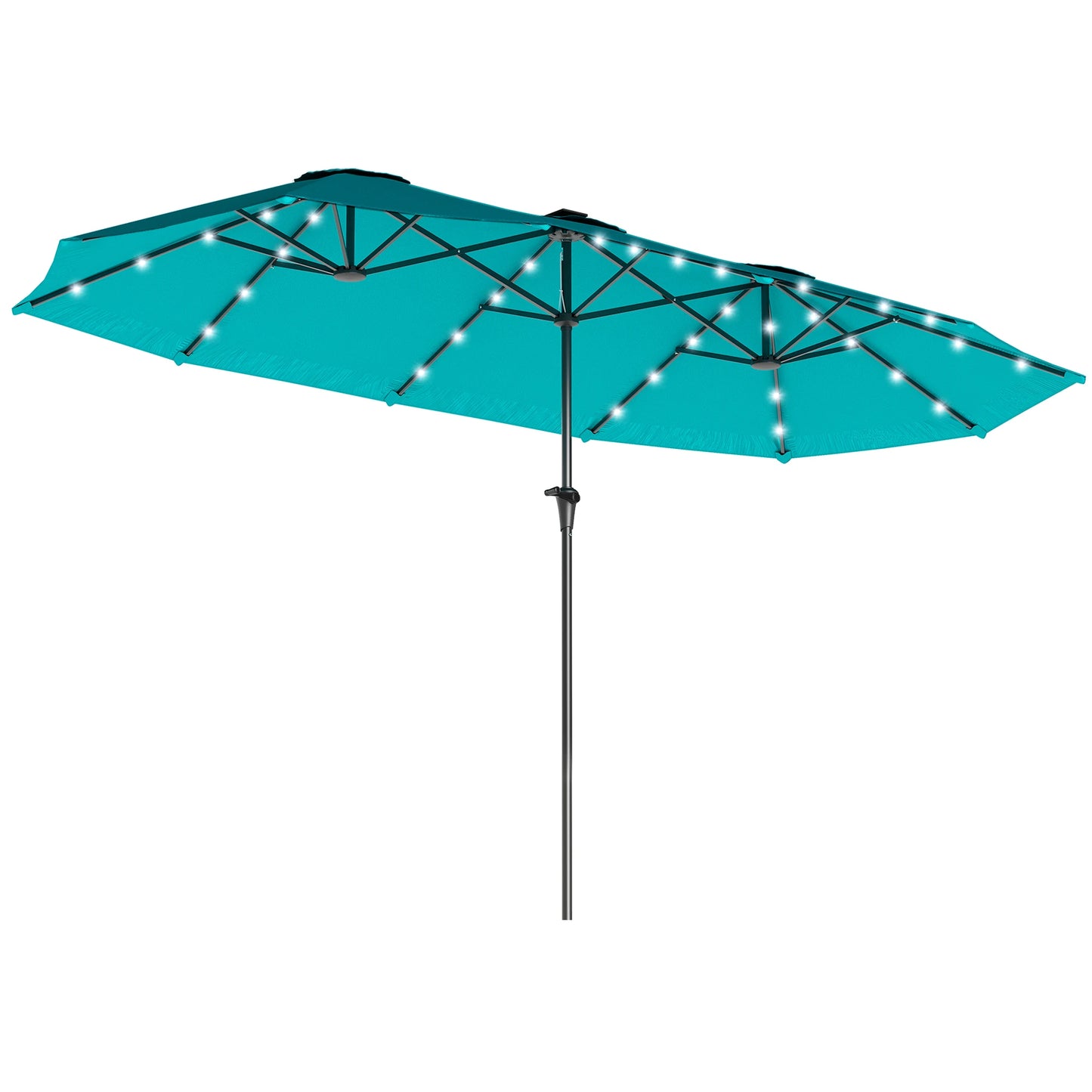 Outsunny Double-Sided Patio Umbrella With Solar Lights And Crank