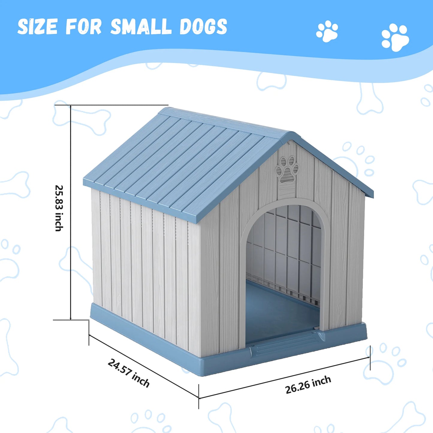 Plastic Dog House Weatherproof Indoor Outdoor Pet Shelter