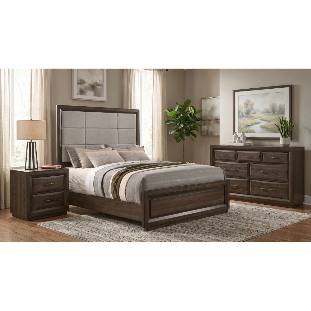Modern Wooden Bedroom Furniture Set With Bed Wardrobe And Nightstand