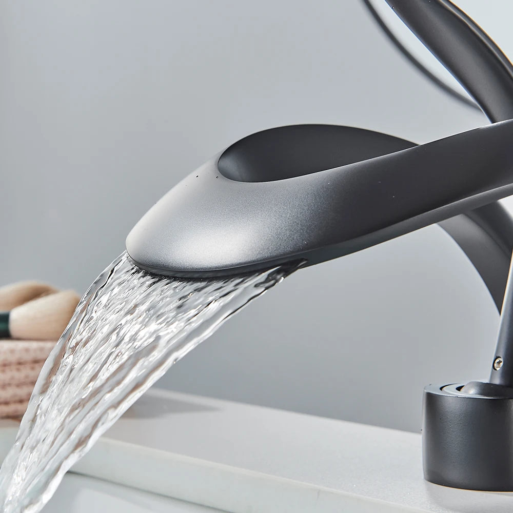 Rozin Waterfall Basin Faucet Deck Mount Mixer Tap Hot Cold